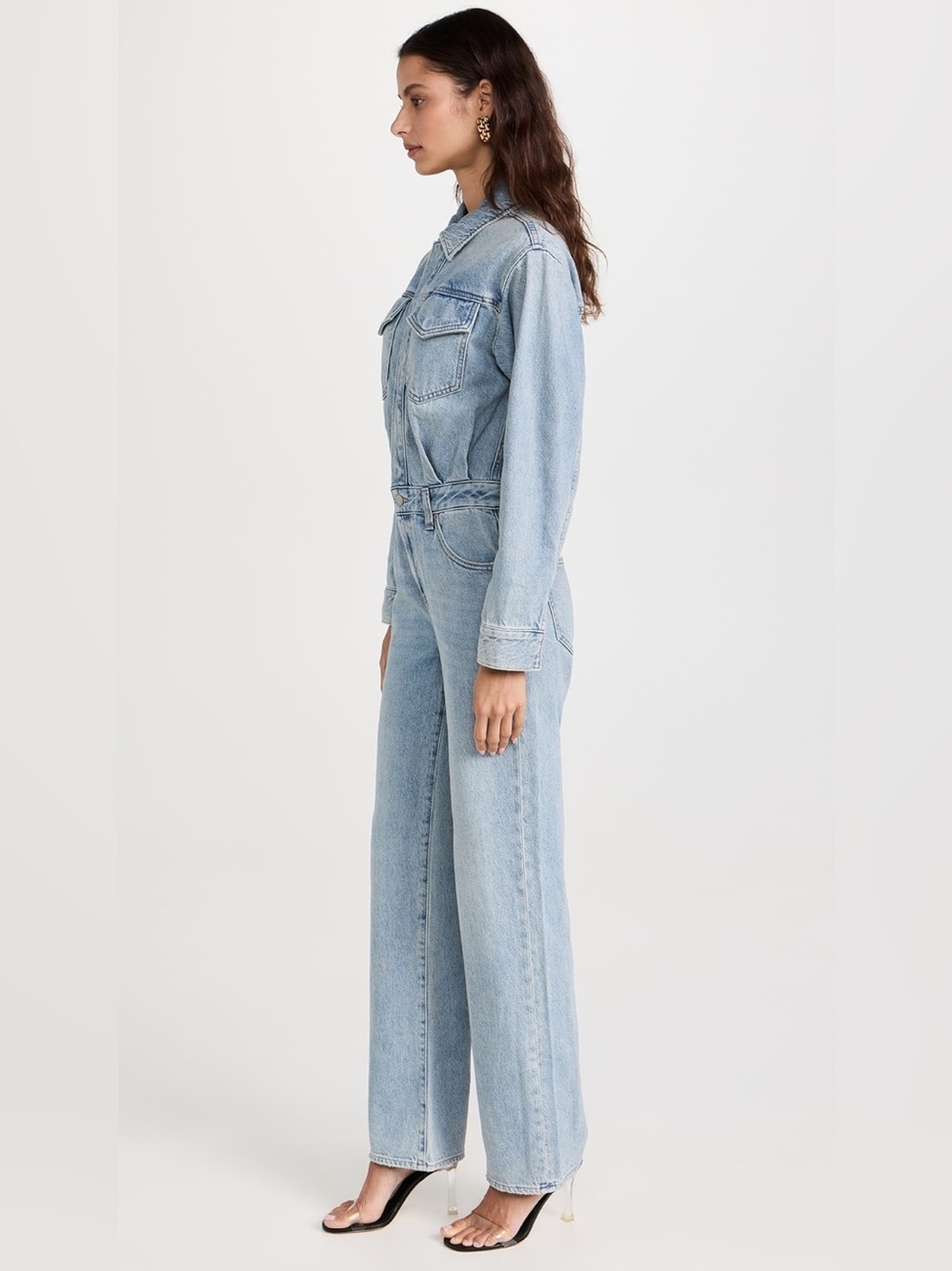 NET Pistola Nikki Denim Long Sleeved Jumpsuit ~ Size S Available Retail $238 - Picture 4 of 8